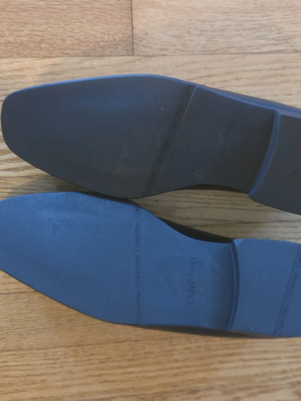 Calvin Klein Men's Black Leather Slip-On Loafers with Silver Bit